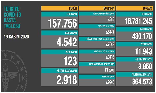 Koronavirüs salgınında can kaybı 11 bin 943'e yükseldi