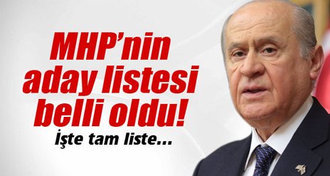 MHP'nin il il aday listesi