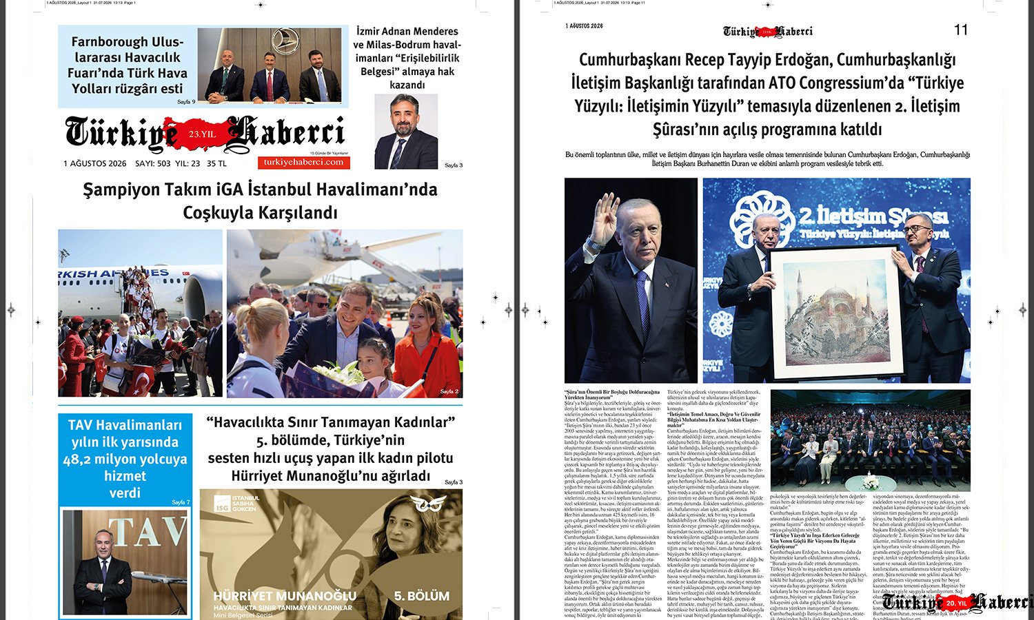 Türkiye Haberci'nin 1 Ağustos Sayısı Okurlarıyla Buluştu! ✈